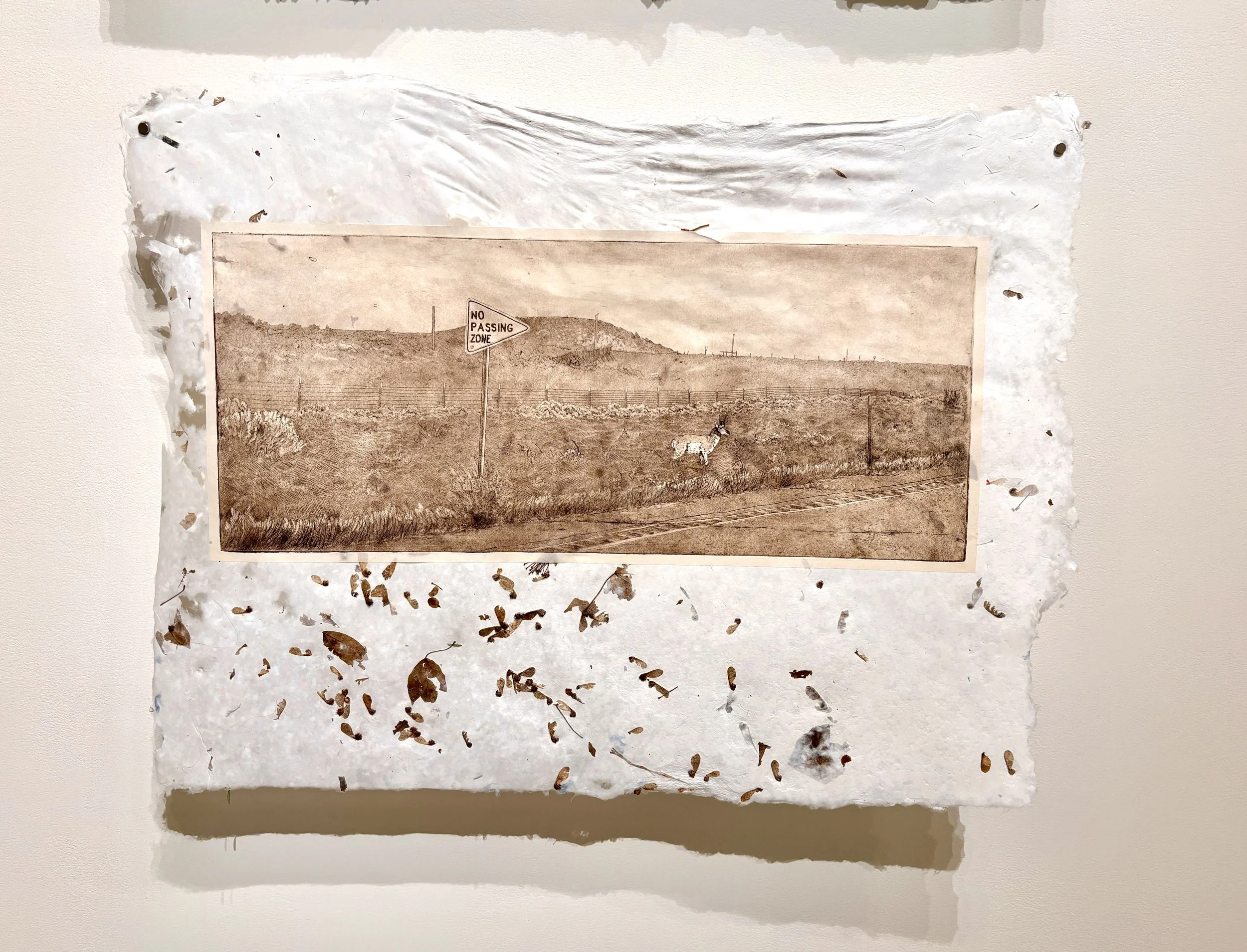 No Passing Zone, steel intaglio chine colléed on handmade paper, 2026