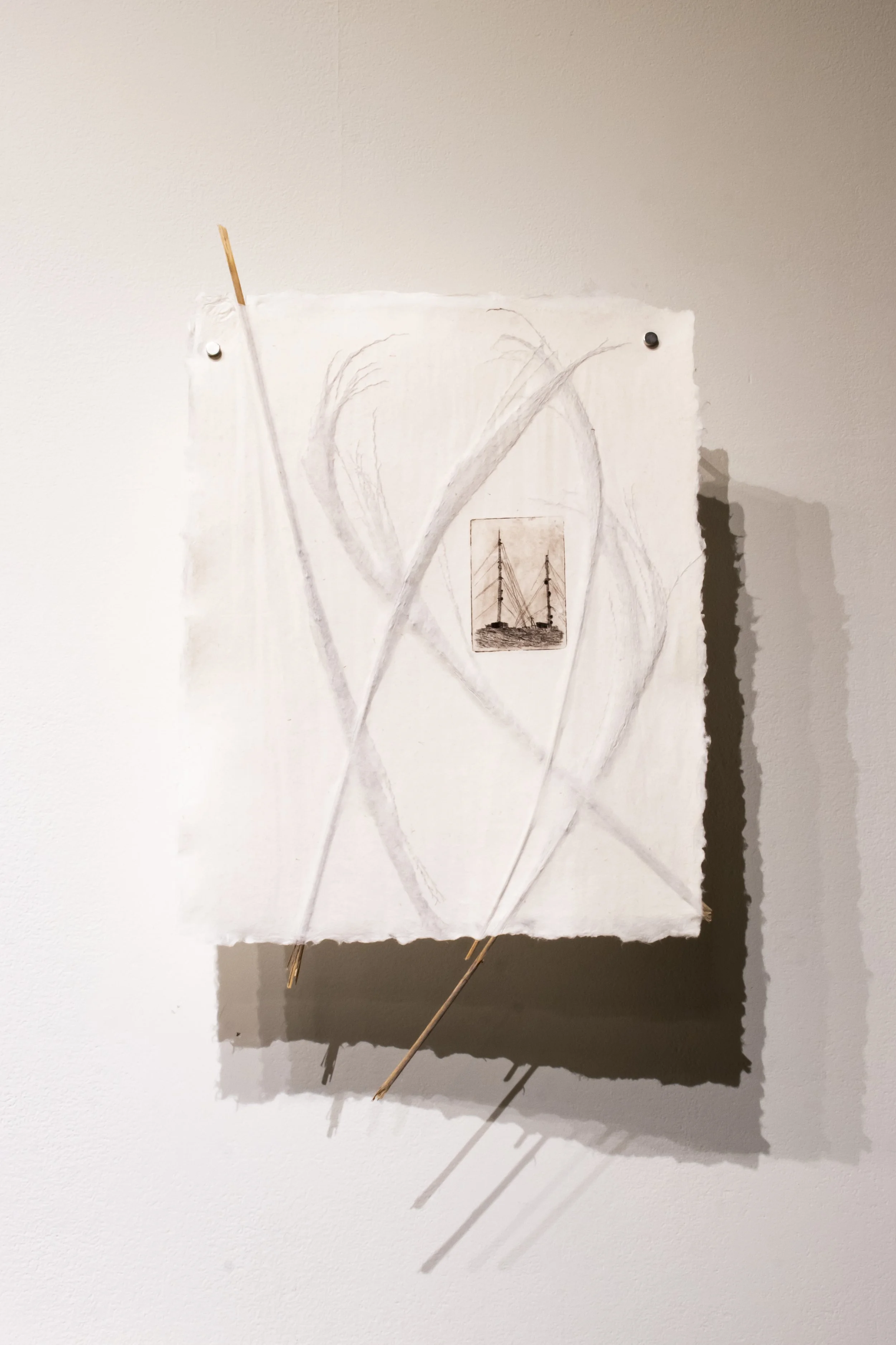 Silent Sentries, intaglio on handmade paper, 2026