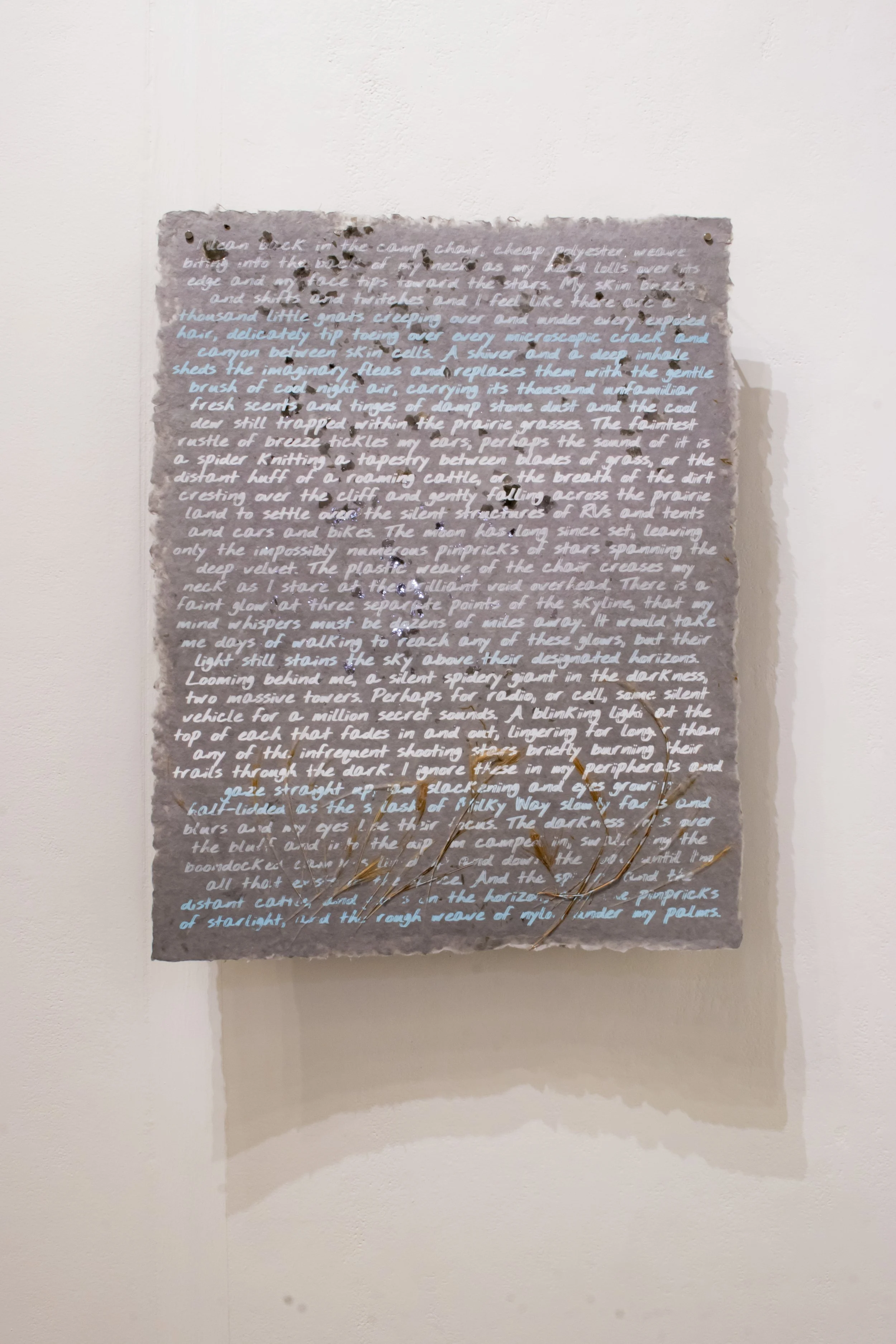 Solitary Company, screenprint prose on handmade paper, 2026