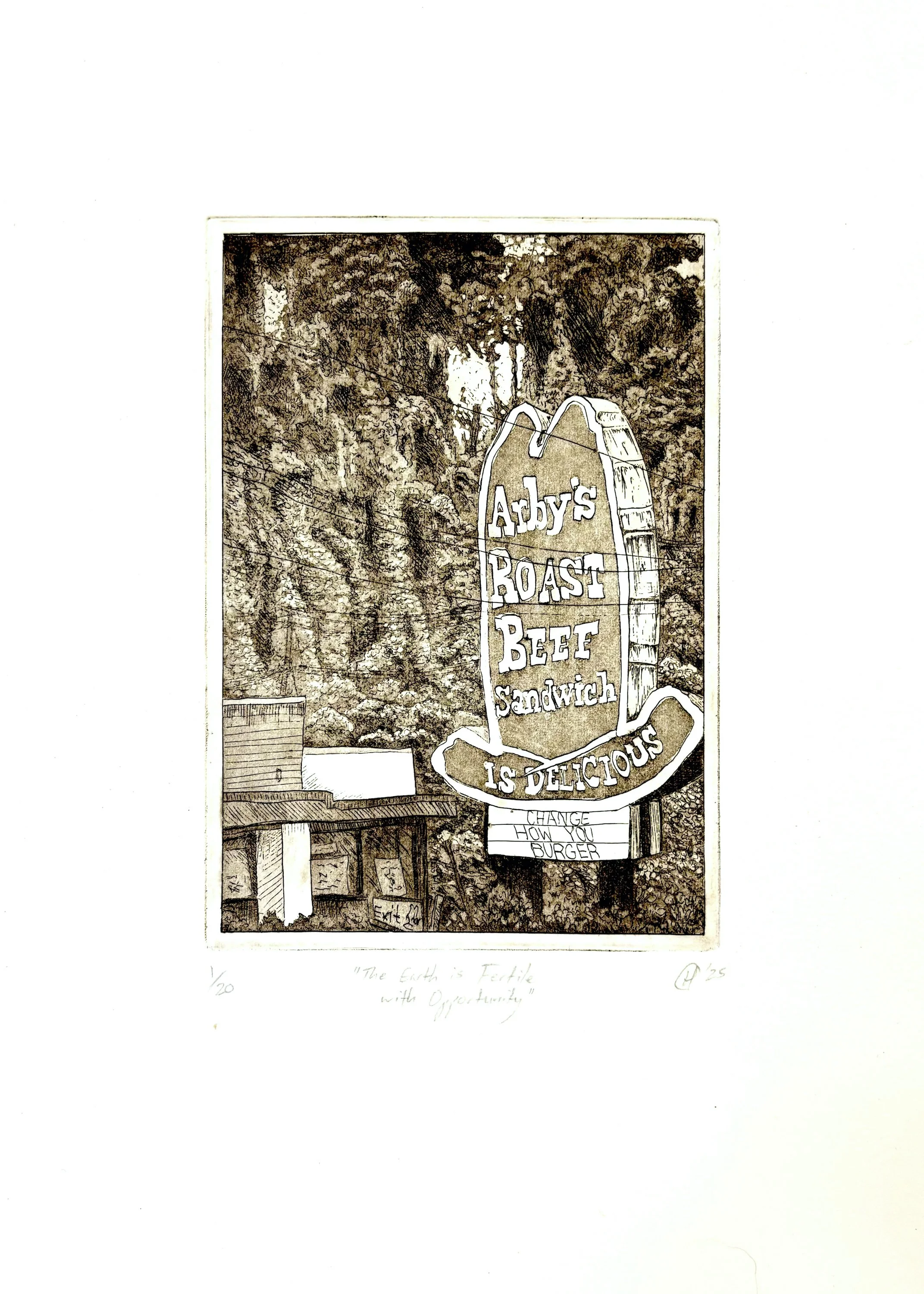 The Earth is Fertile with Opportunity, intaglio with aquatint, 8 x 10" 2025