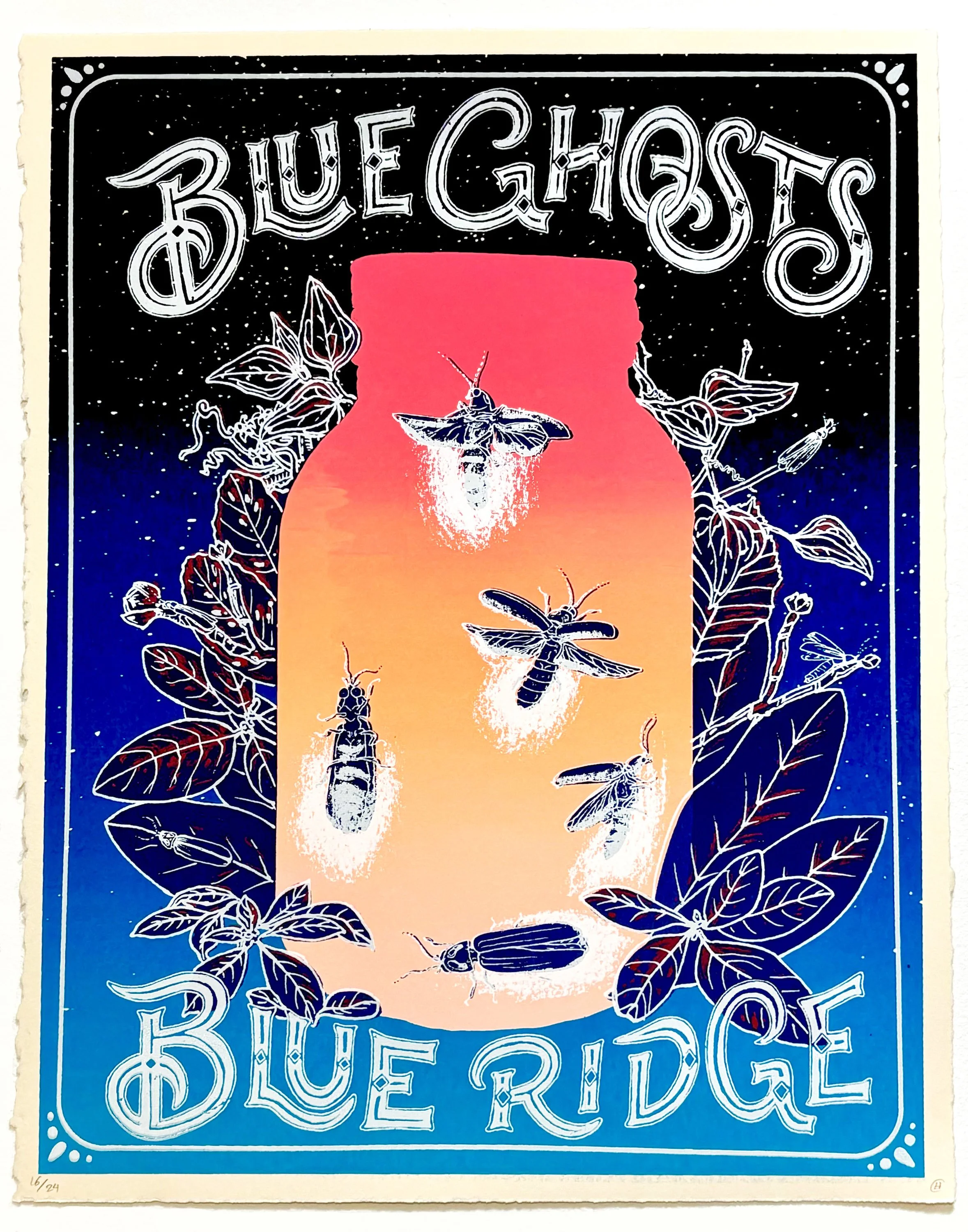 Blue Ghosts, screenprint, 11 x 14" 2024