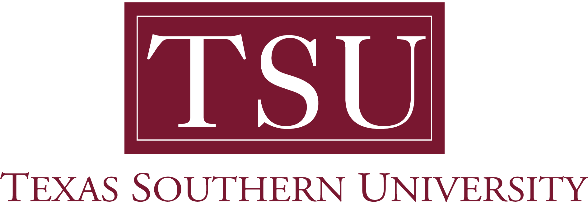 Texas Southern University logo with initials TSU inside a maroon rectangle, accompanied by the text 'Texas Southern University' below in matching maroon font.