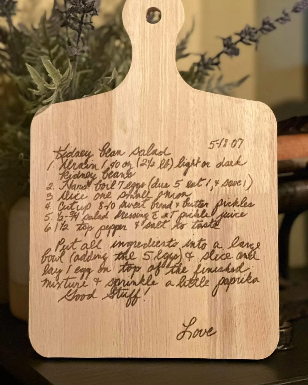 Custom Laser Engraved Handwritten Recipe Cutting Board