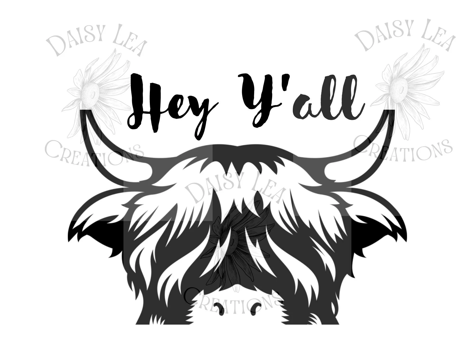 Hey Y'all PNG file | Highland Cow | Instant download | Cricut
