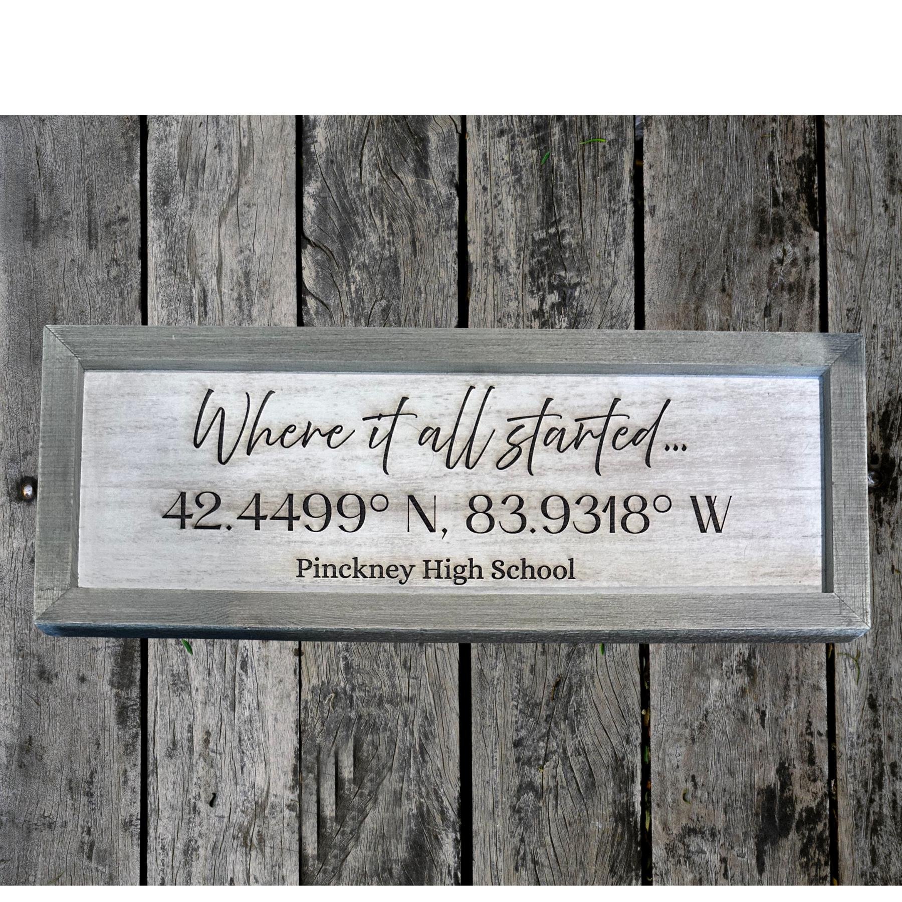Personalized Coordinate Wood Sign | Engraved Location, Wedding Gift