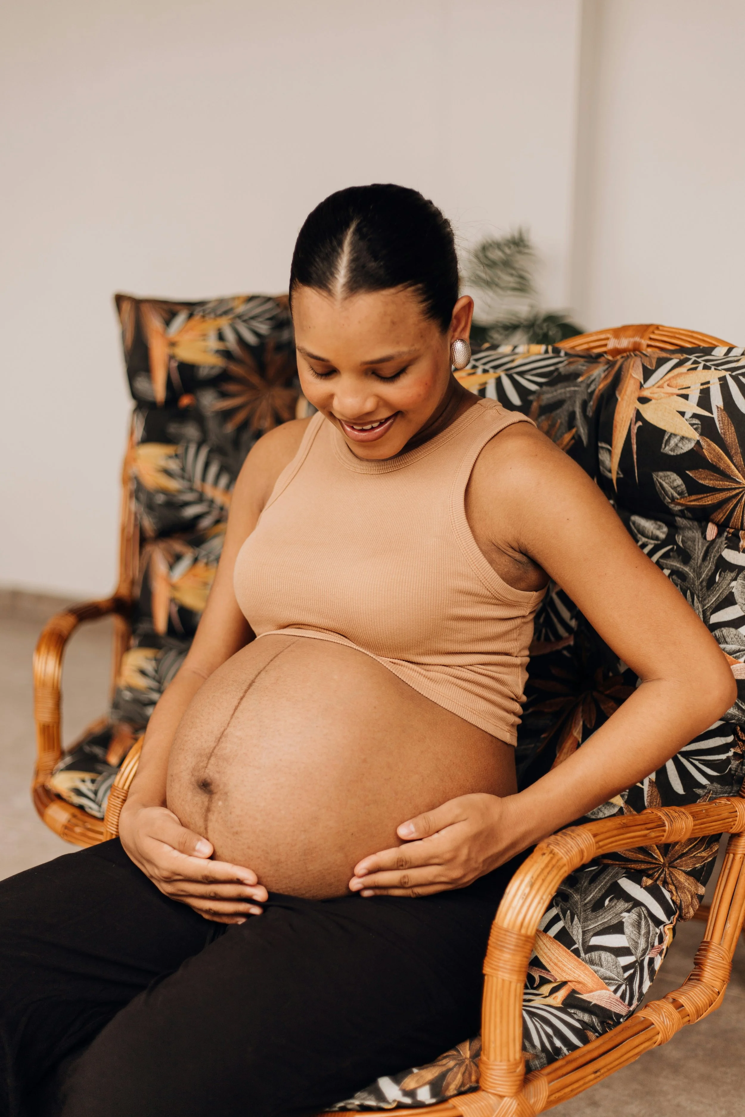 A pregnant woman in Tempe, AZ preparing for breastfeeding with a prenatal lactation consultation at Lavender & Latch