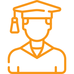Outline of a graduate wearing a cap and gown