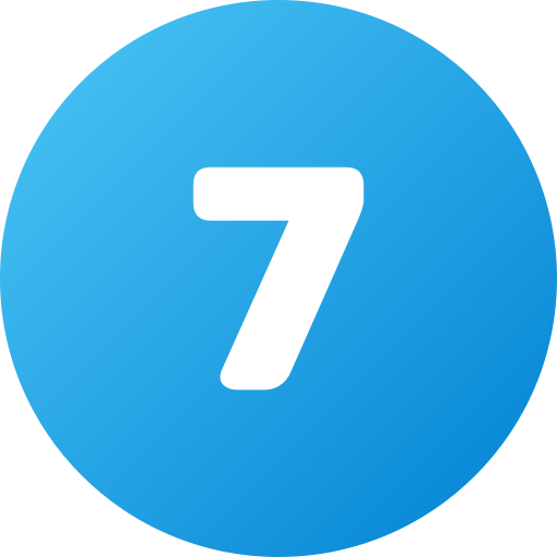 Blue circular icon with the number 7 in white.