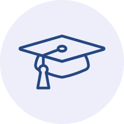 Line drawing of a graduation cap with tassel on a light gray background