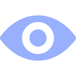 Stylized eye symbol with a blue iris and black outline.