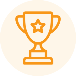 Outline of a trophy cup with a star in the center, set against a light background.