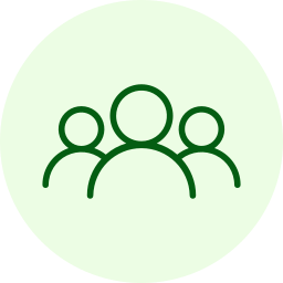 Icon of three people, with one in the center and two on either side.