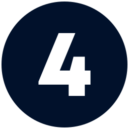 A dark blue circular background with a large black number 4 in the center.
