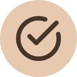 A circular icon with a checkmark inside, symbolizing completion or approval.