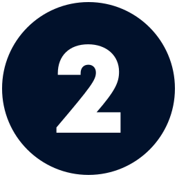 A dark blue circular icon with the number two in the center.