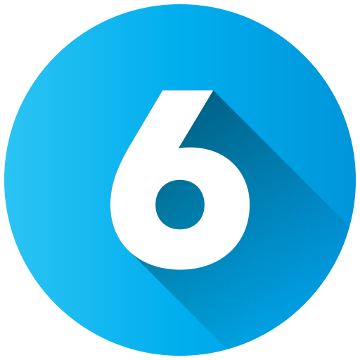 Blue circular icon with the number 6 in white.