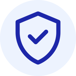 Blue shield with a check mark in the center