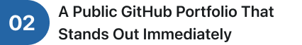 Text on a blue circle and black background stating: 'A Public GitHub Portfolio That Stands Out Immediately'.