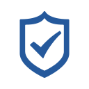 A blue shield icon with a checkmark inside it
