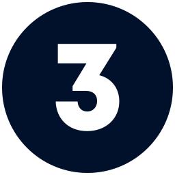 Dark blue circle with a large black number three in the center