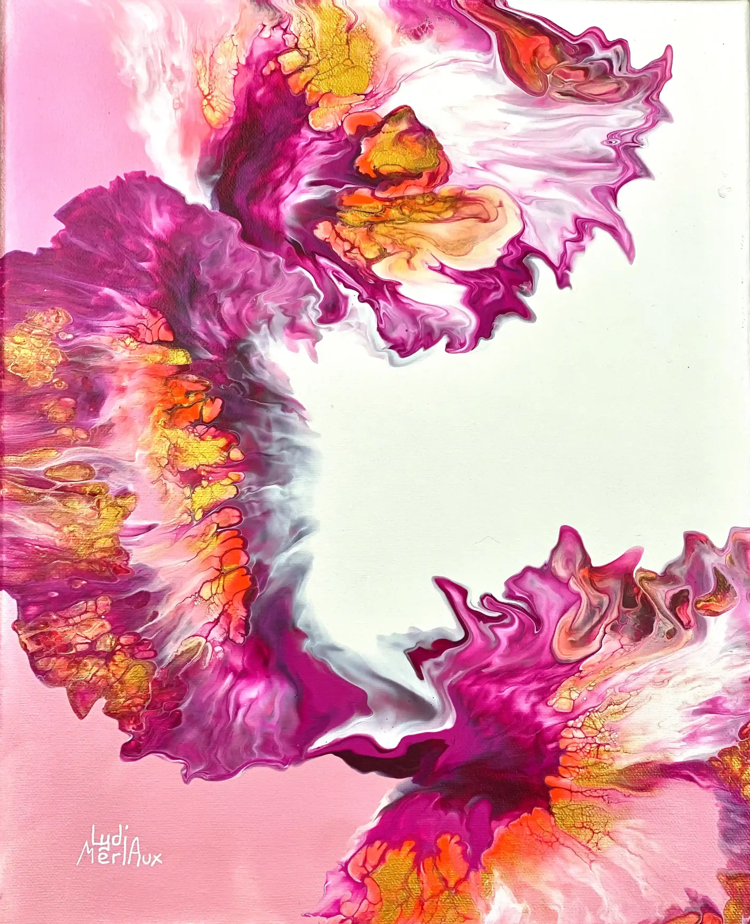 Flamingo — Acrylique fluide originale de Lydia Mériaux