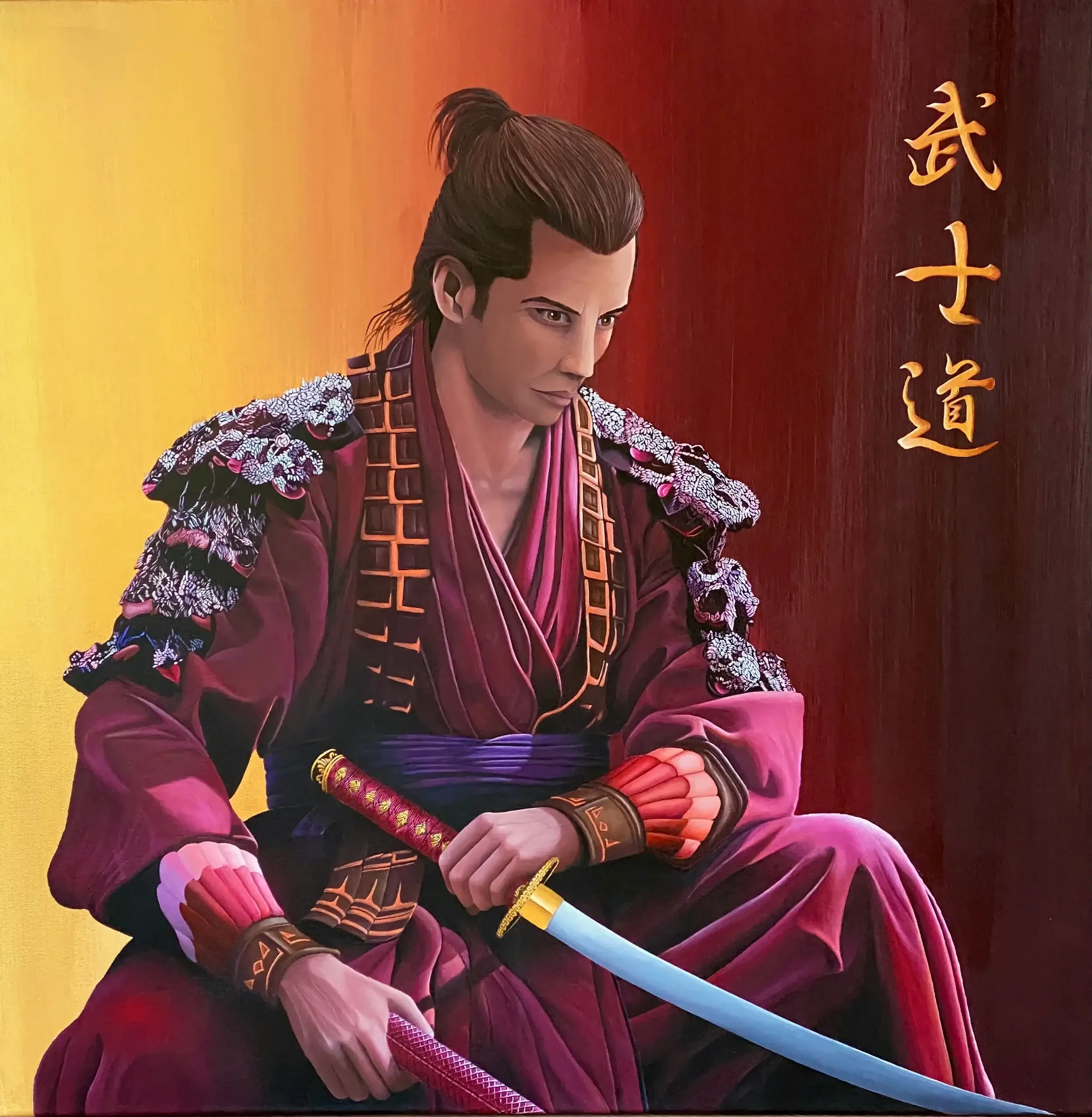 Samouraï, l'esprit du Bushido — Peinture acrylique originale de Lydia Mériaux