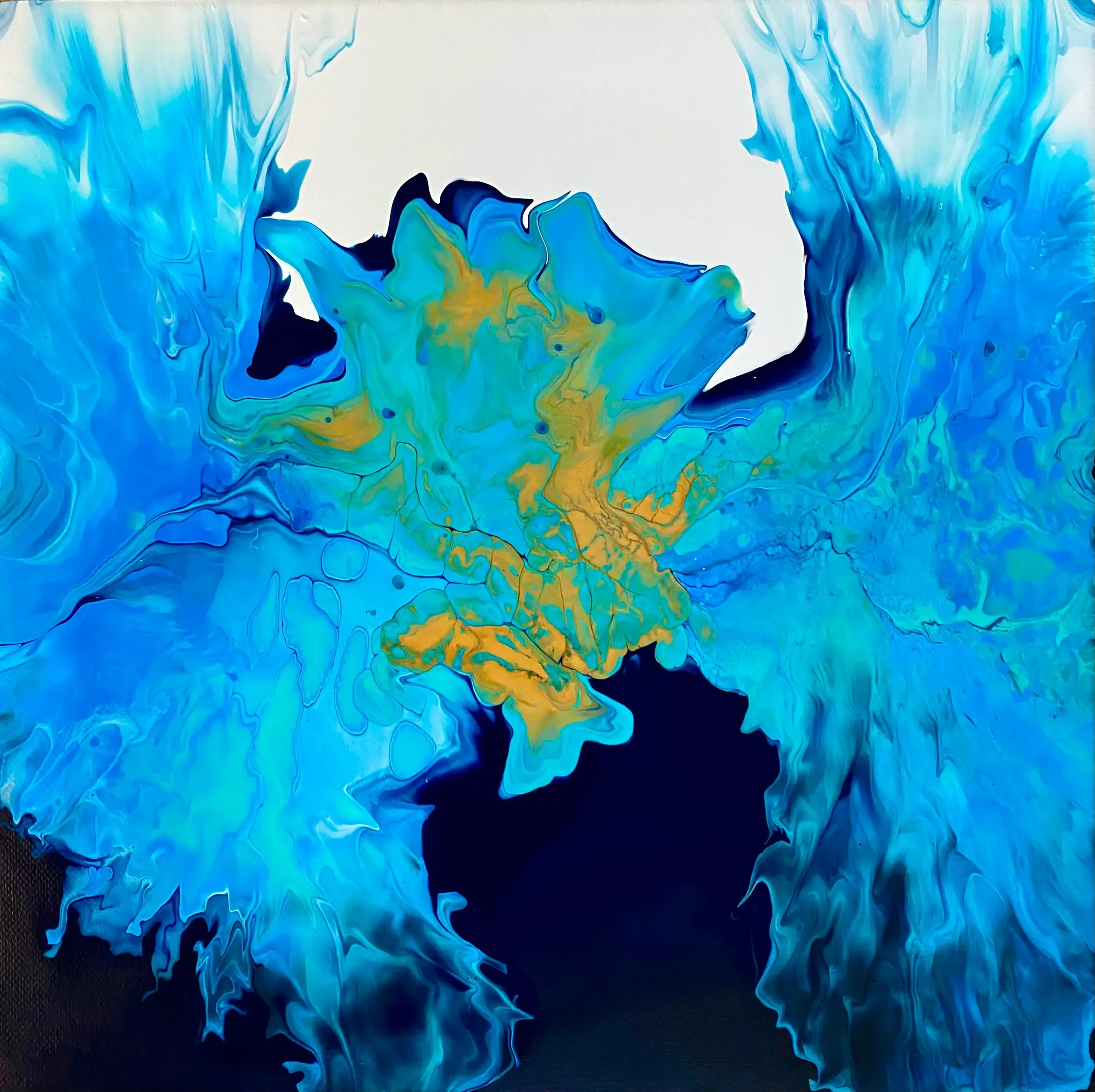 Ocean Blue — Acrylique fluide originale de Lydia Mériaux