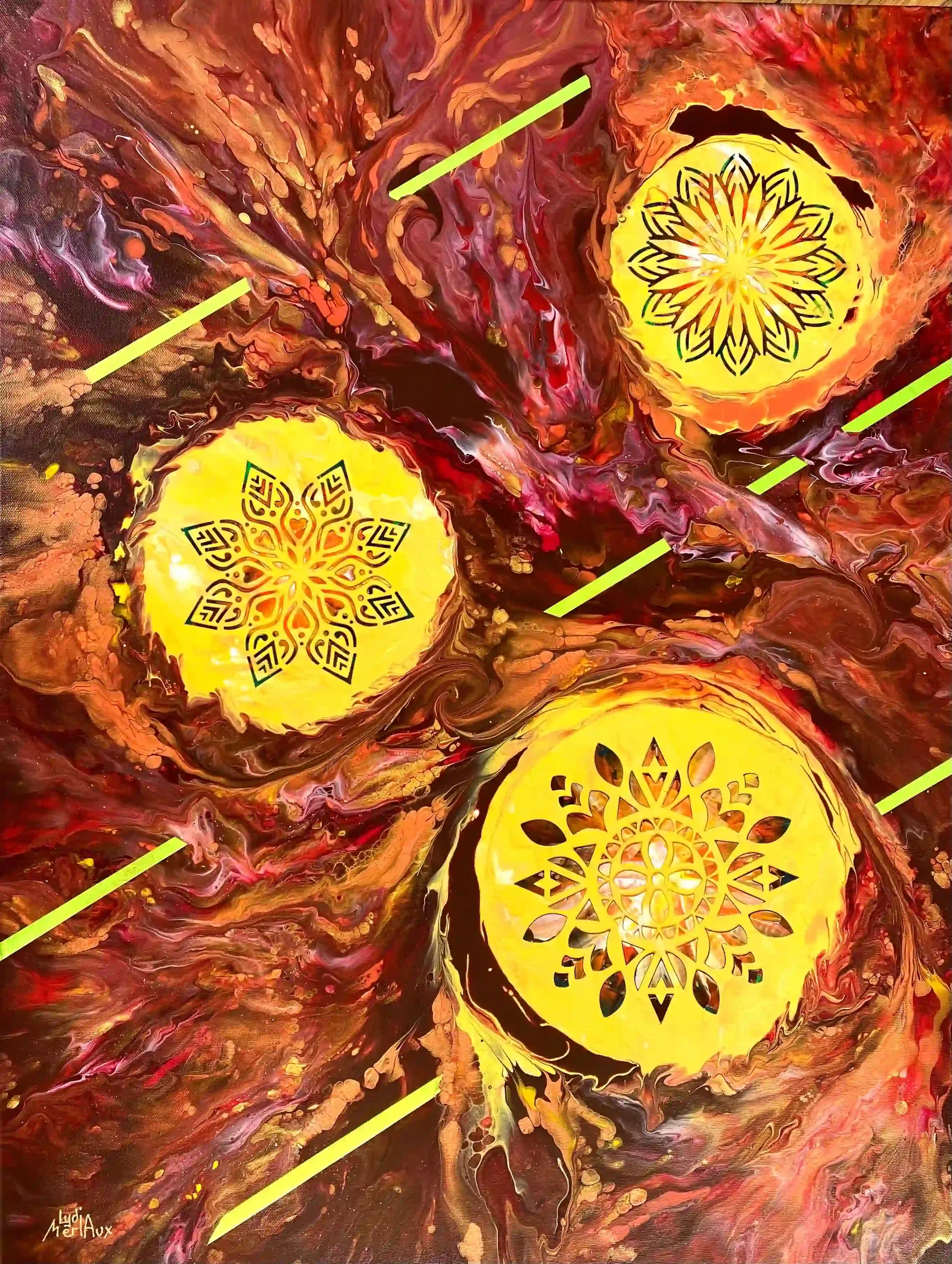 Danse des Mandalas — Acrylique fluide originale de Lydia Mériaux