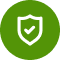 Green shield icon with a white checkmark in the center