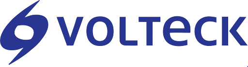 Logo de la marca Volteck con un rayo en azul y el texto en negro.