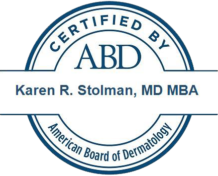 American Board of Dermatology certification badge for Karen Stolman, MD