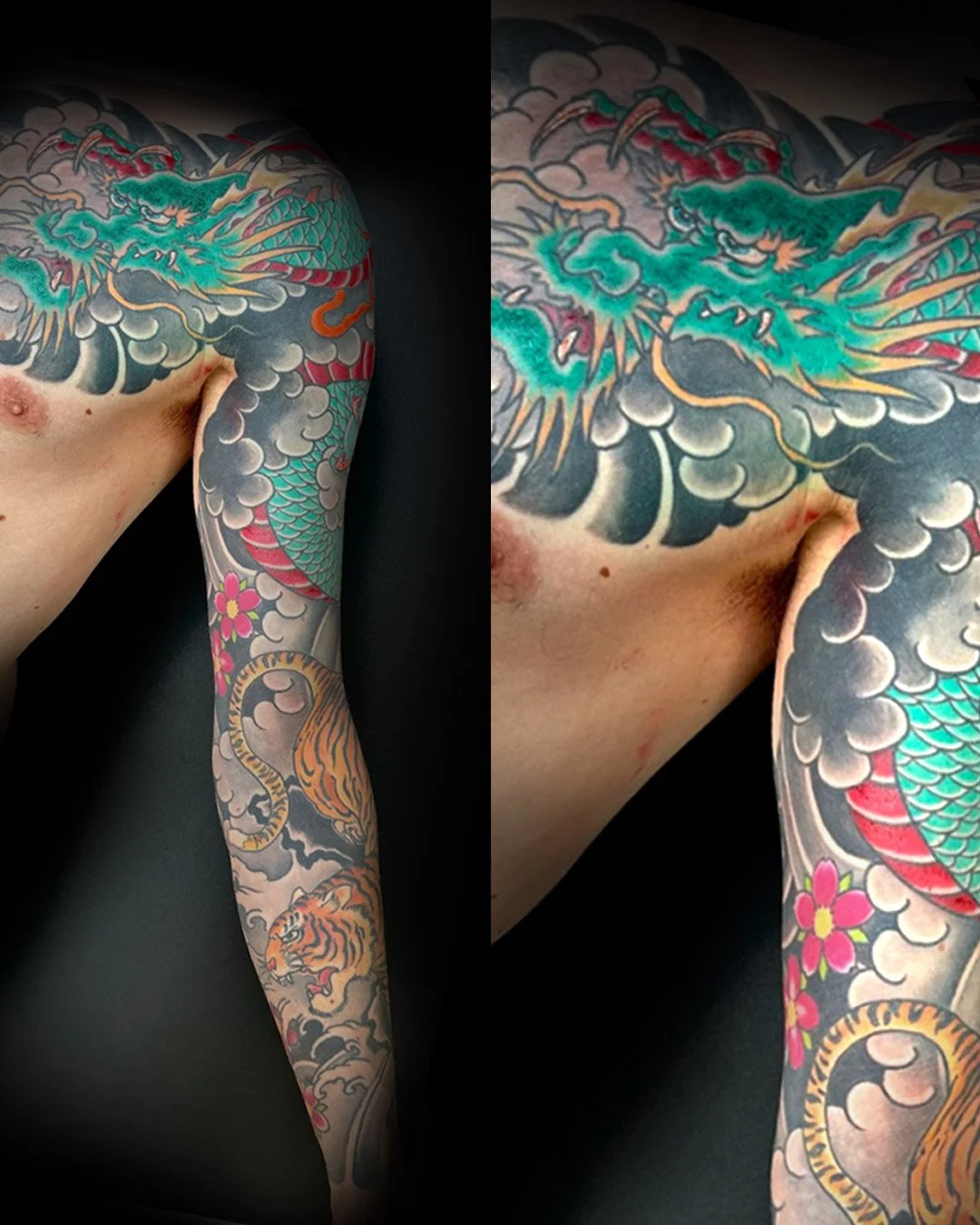 Dragon , Ryu , Tiger , Tora , sleeve , Fullsleeve Tattoo , Horimono