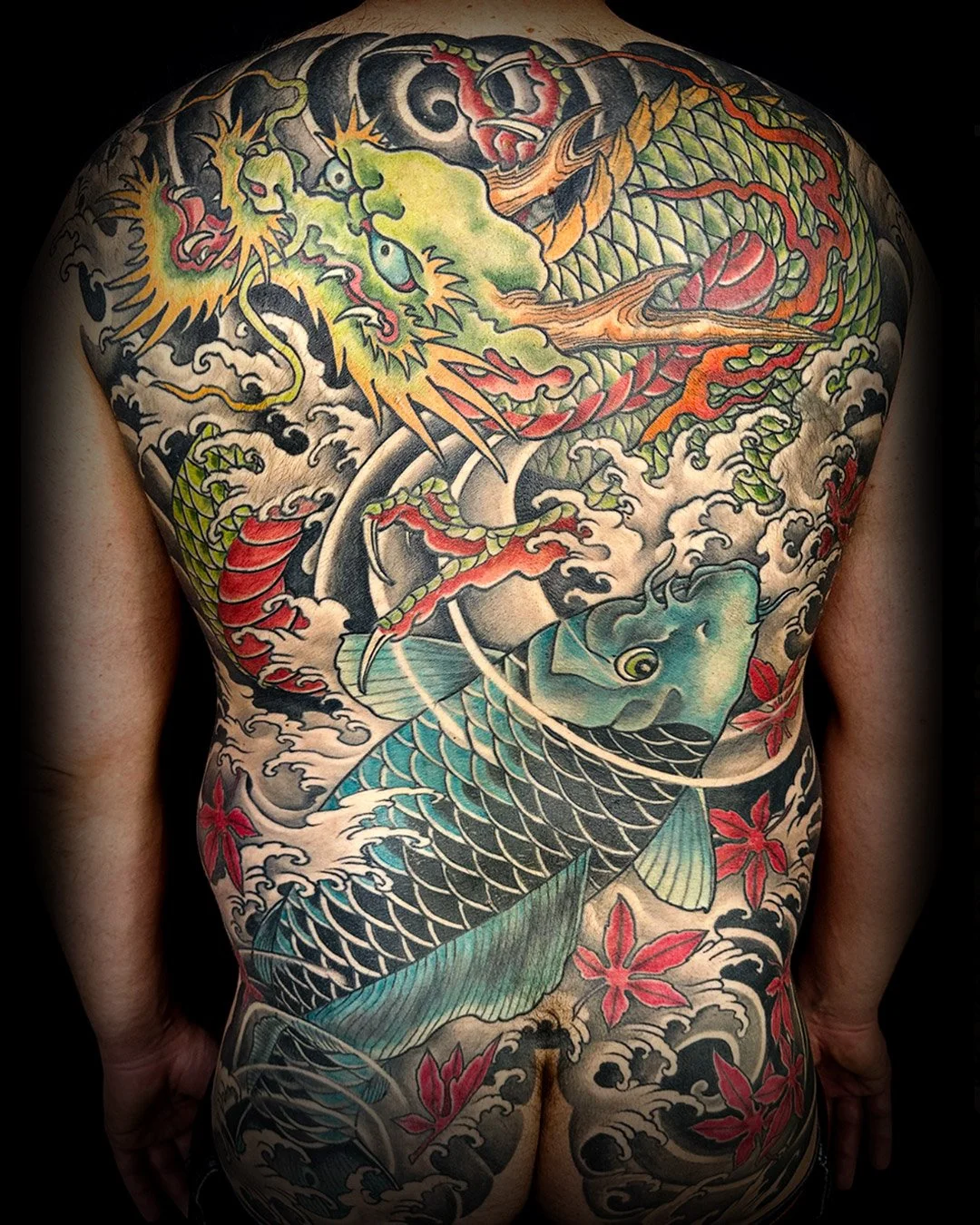 Koi, Dragon , Backpiece, Horimono, Japan Tattoo