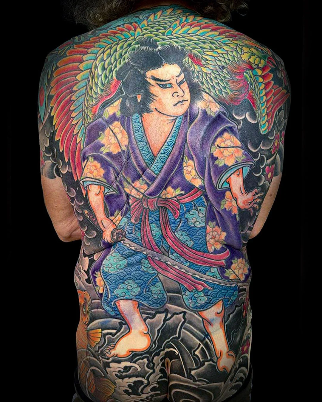 Backpiece, Samurai, Phoenix, Phönix, Koi ,Horimomo, Japan Tattoo