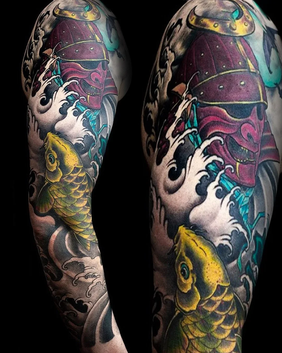 Samurai , Kabuto , Mask , Japan Tattoo, Horimono, Koi Sleeve