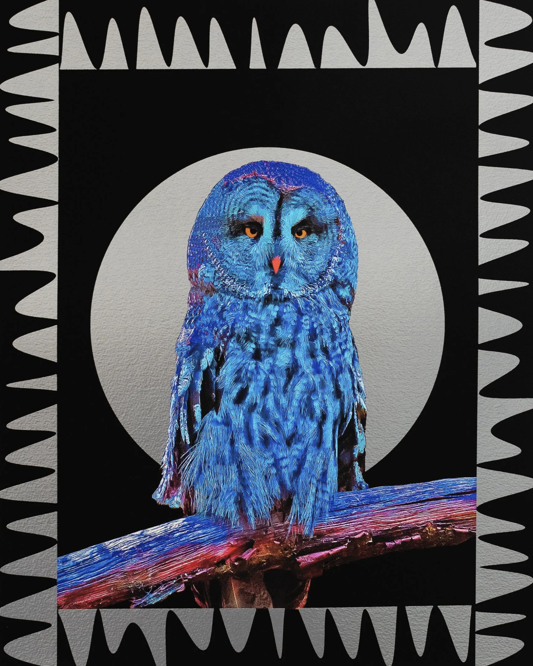 Owl Giclée Art Print with Silver Silkscreen