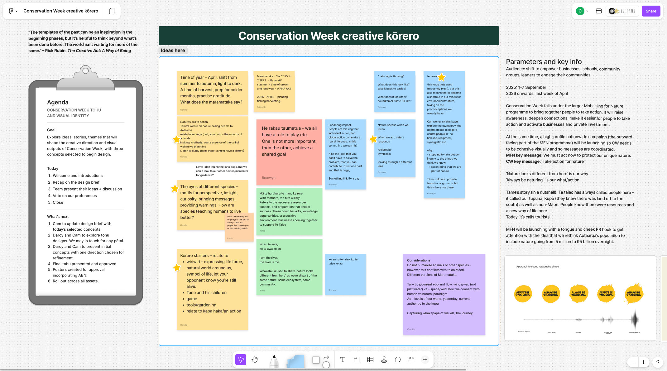 Conservation Week creative online kōrero notes