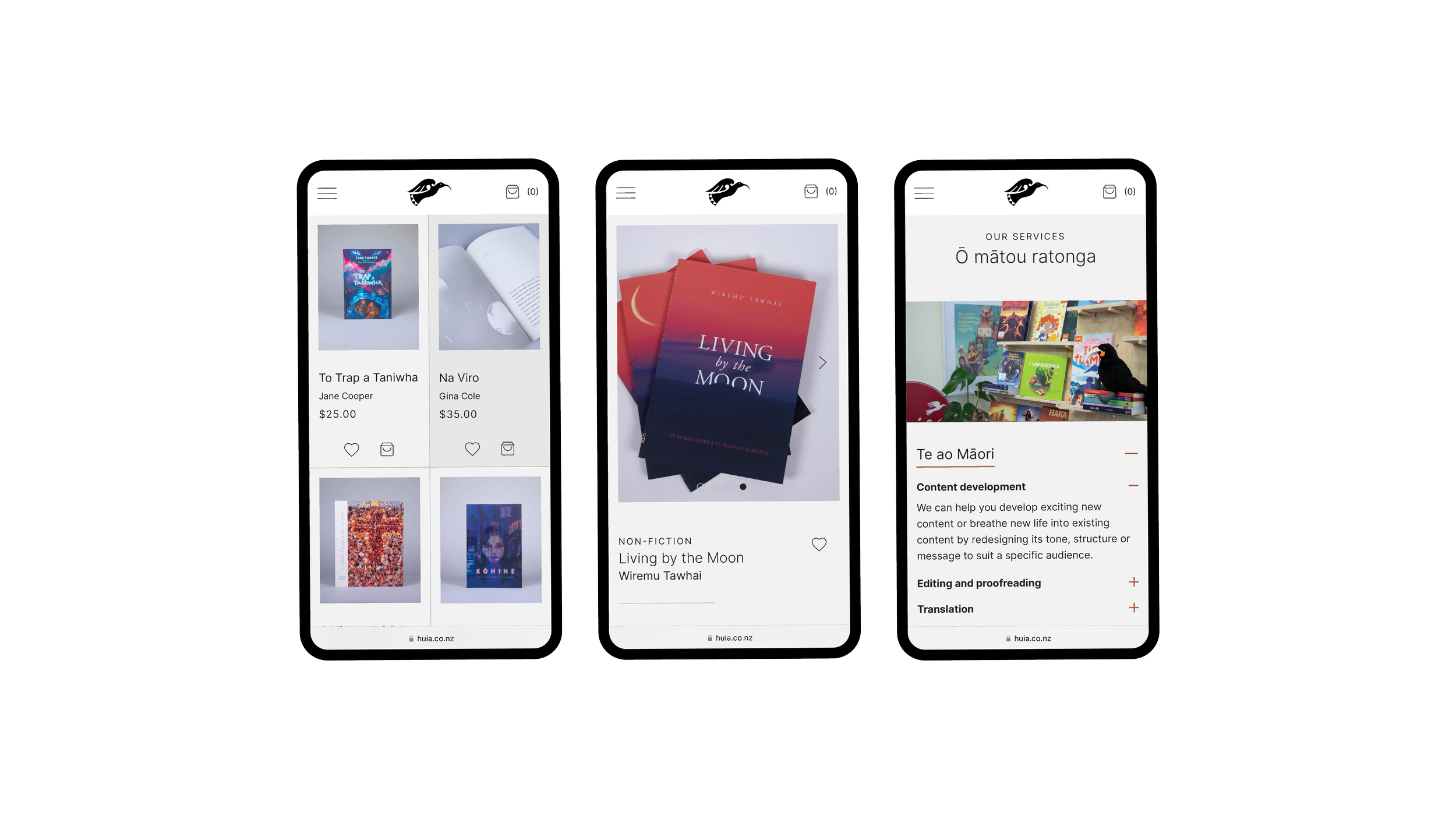 HUIA website – mobile