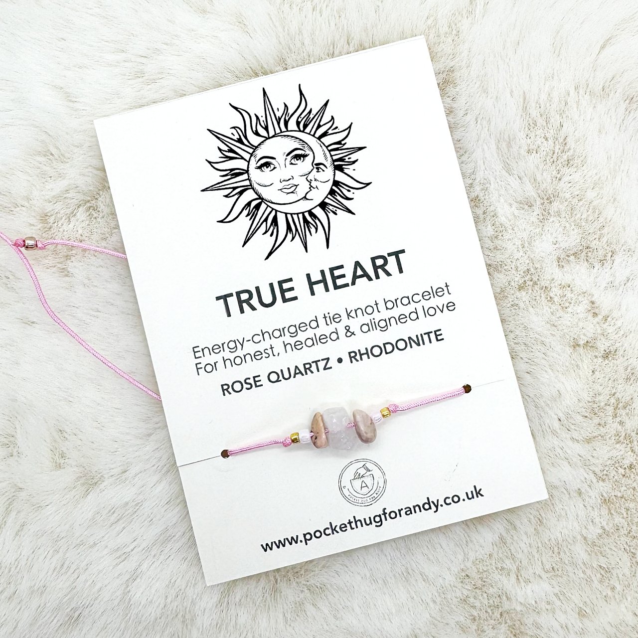 True Heart Tie-Knot Love Bracelet Rose Quartz & Rhodonite