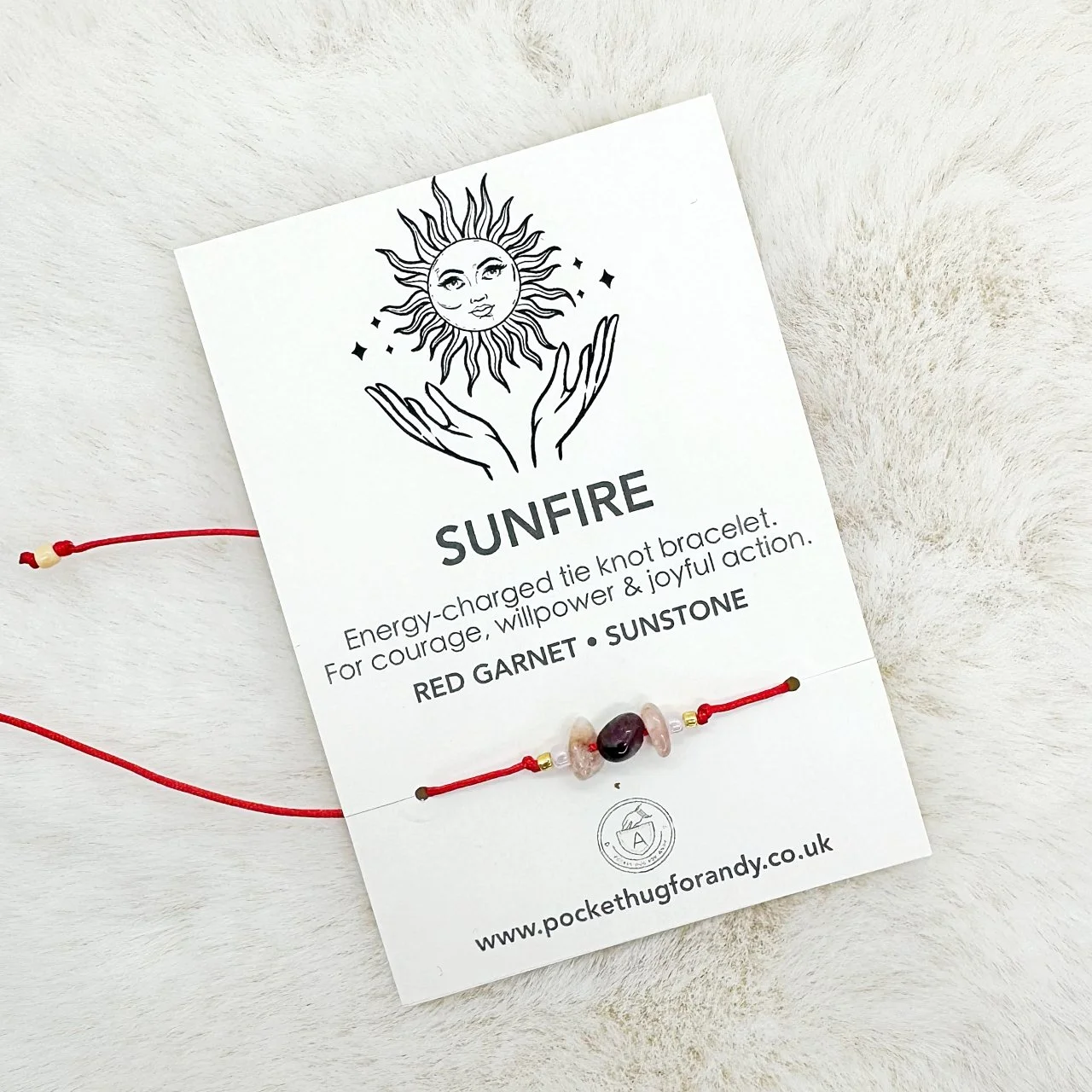 Sunfire Tie-Knot Empowerment Bracelet Garnet & Sunstone
