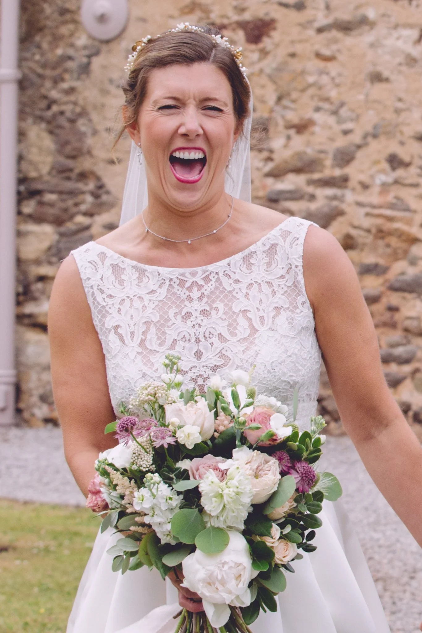 Bride laughing