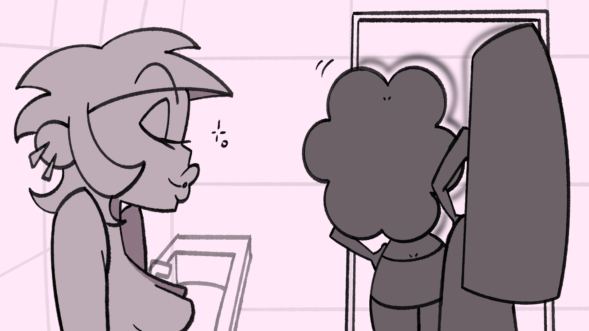 (distant girls blabbering)