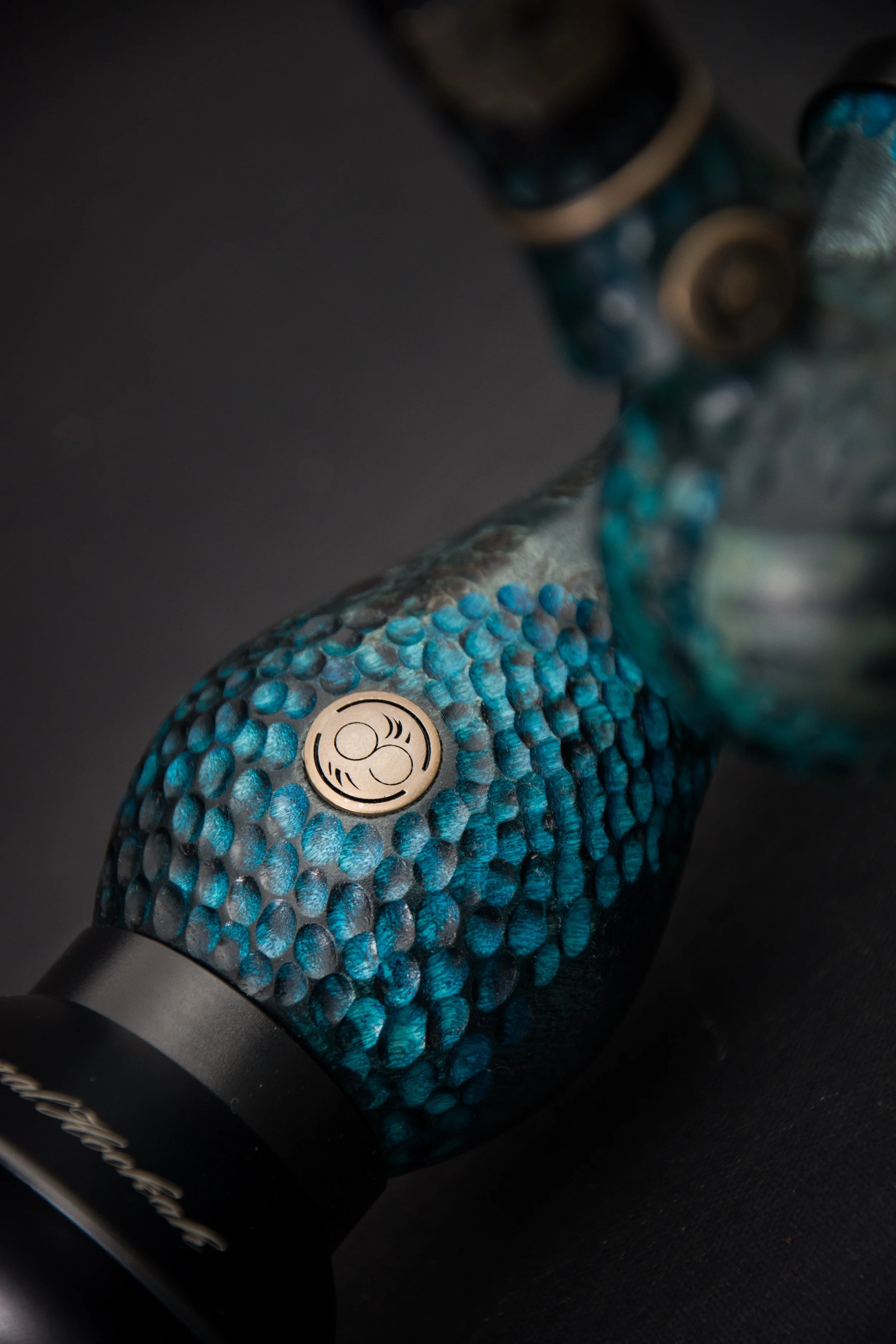 Custom Hookah Sleeve / Column with textured Surface of stabilized poplar burl