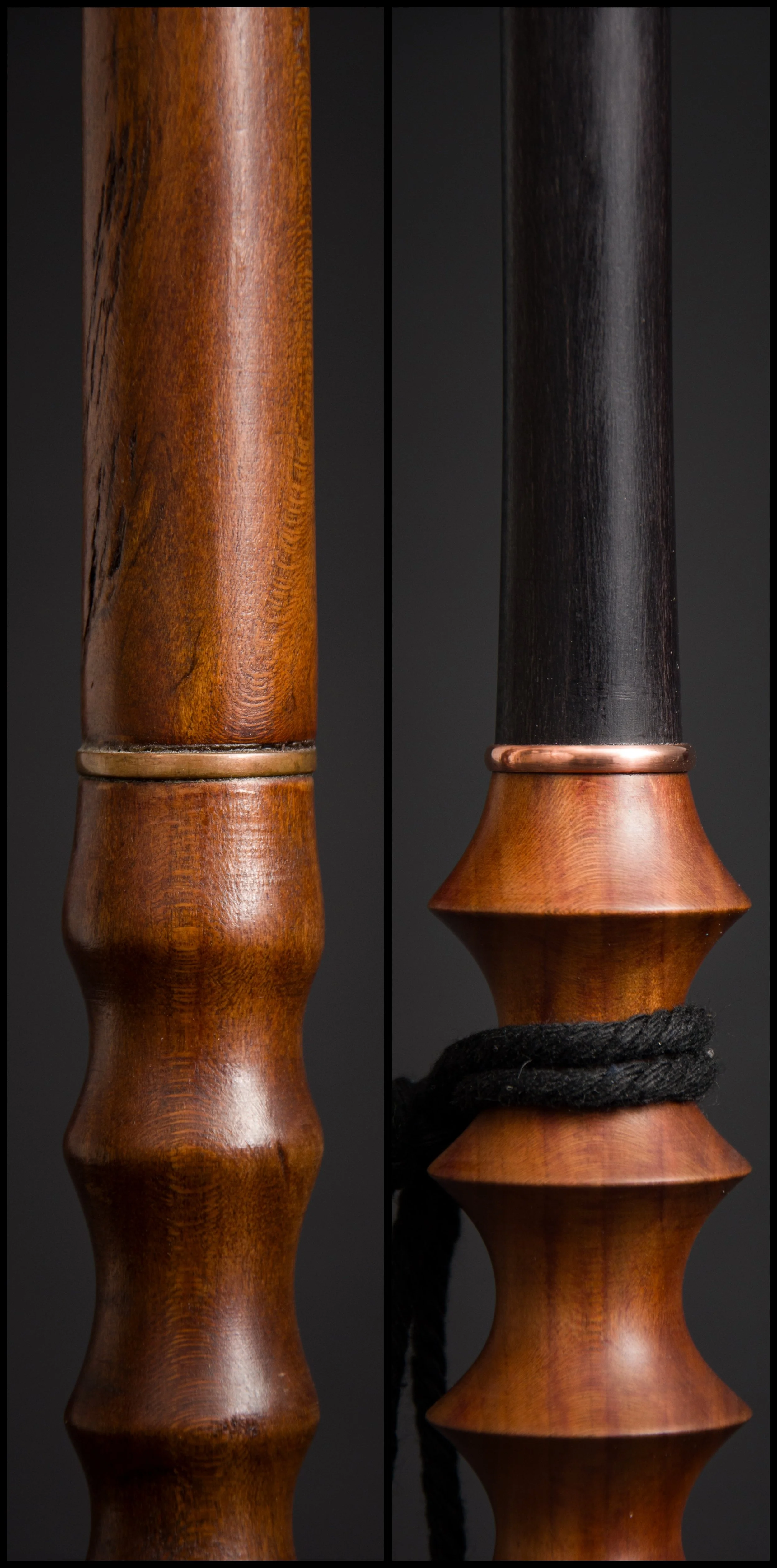 my very first hookah handle on the left and the same stlye in the current quality on the right