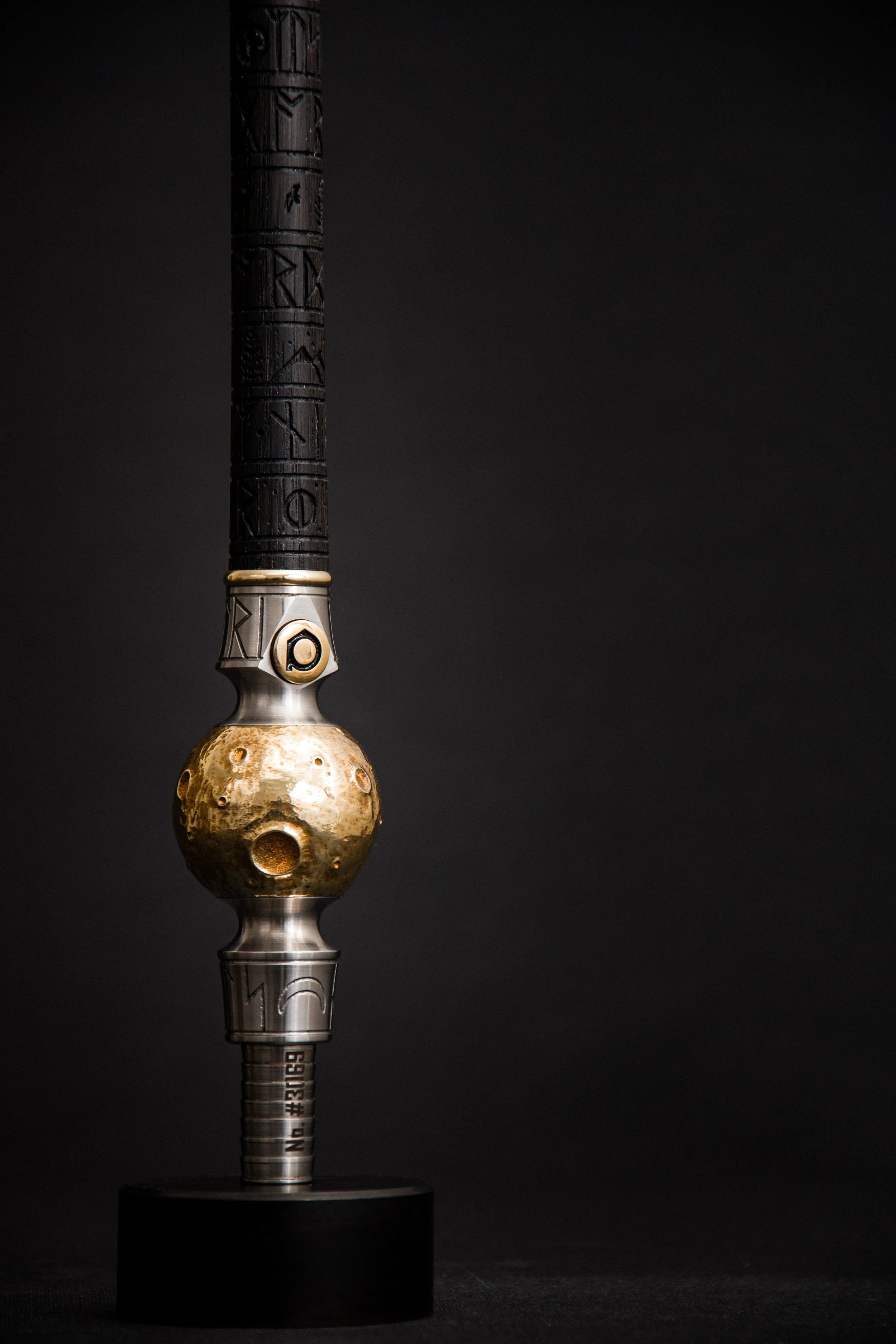 custom engraved moon style viking hookah handle