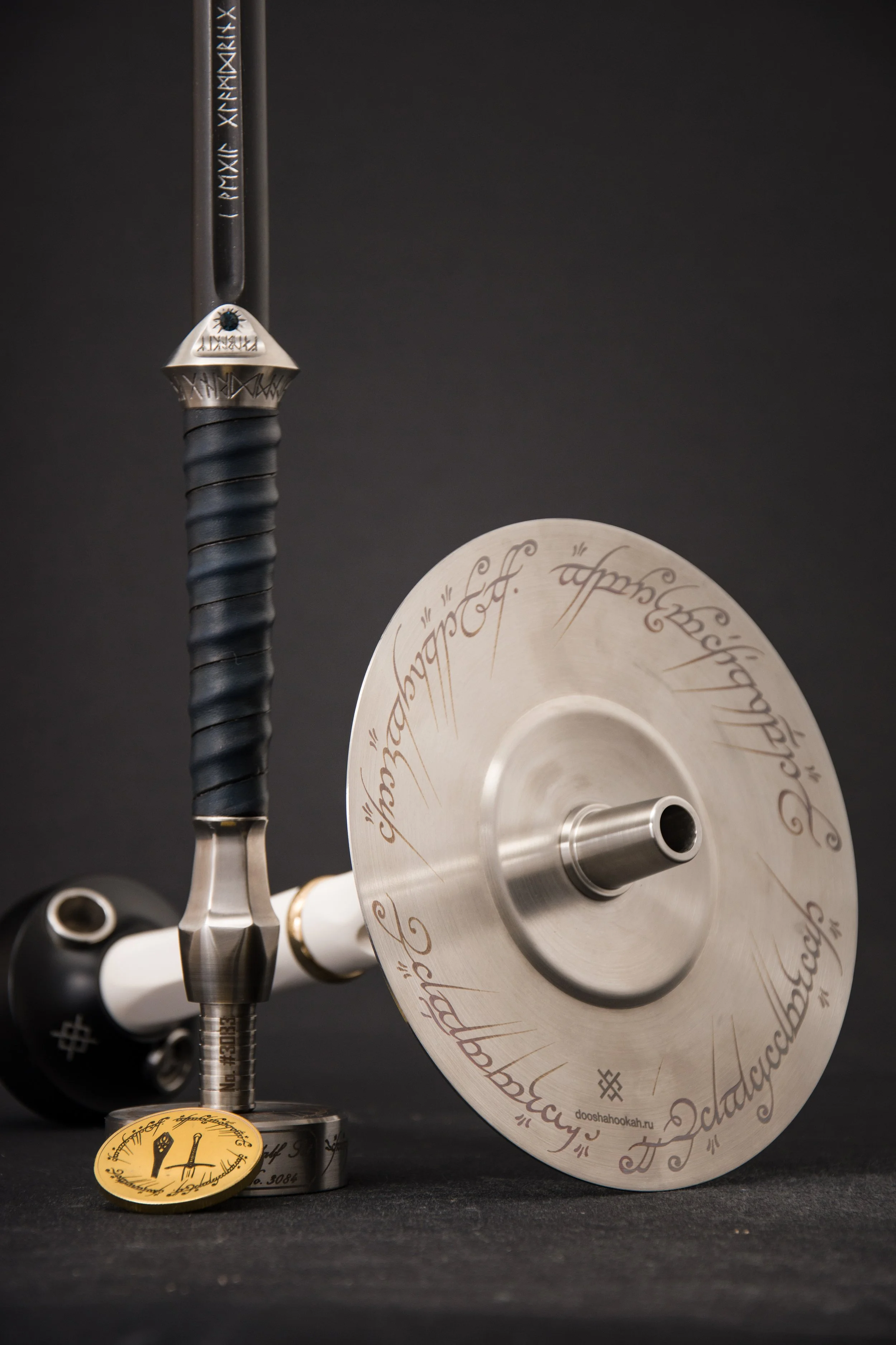 custom hookah modification with handle in style of gandalf from LOTR with his Staff and his sword