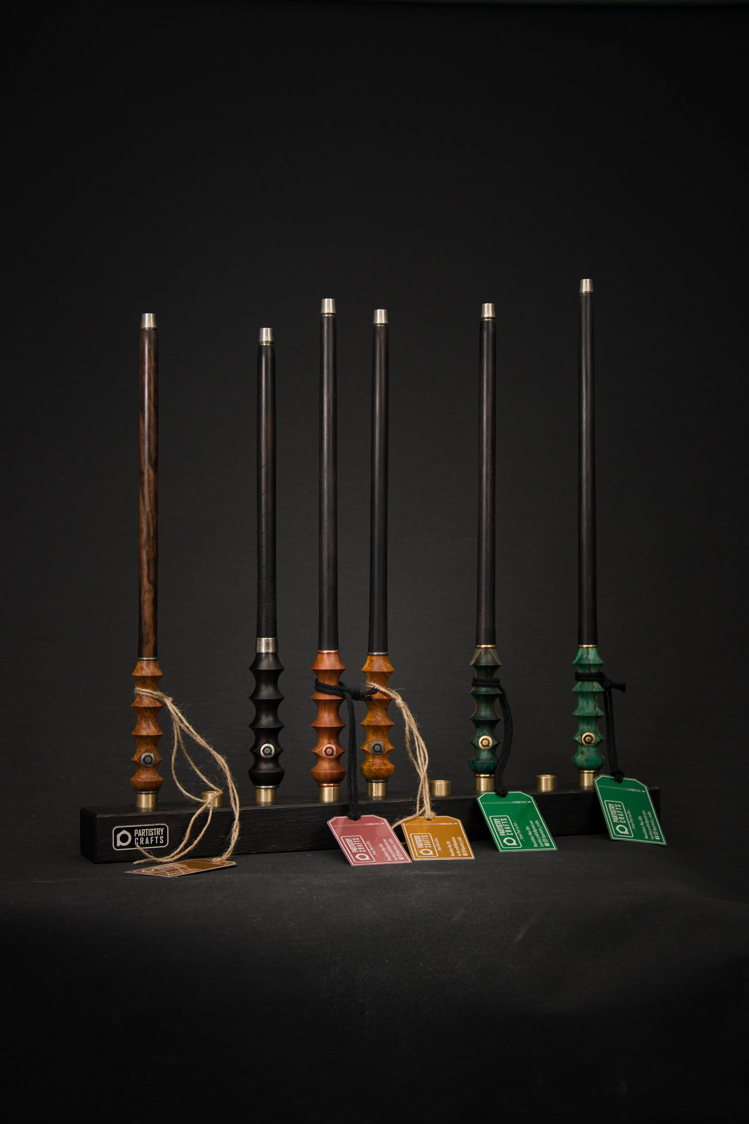 set of multiple hookah handles on beautiful handmade stand