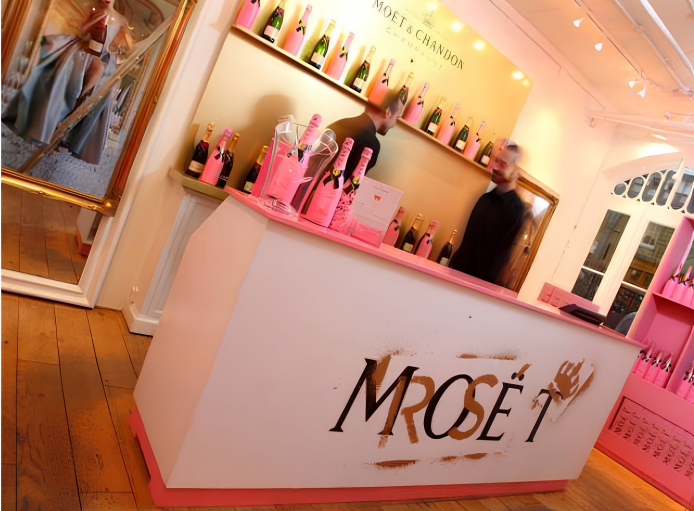 Moet & Chandon pink champaign pop-up store in Covent Garden