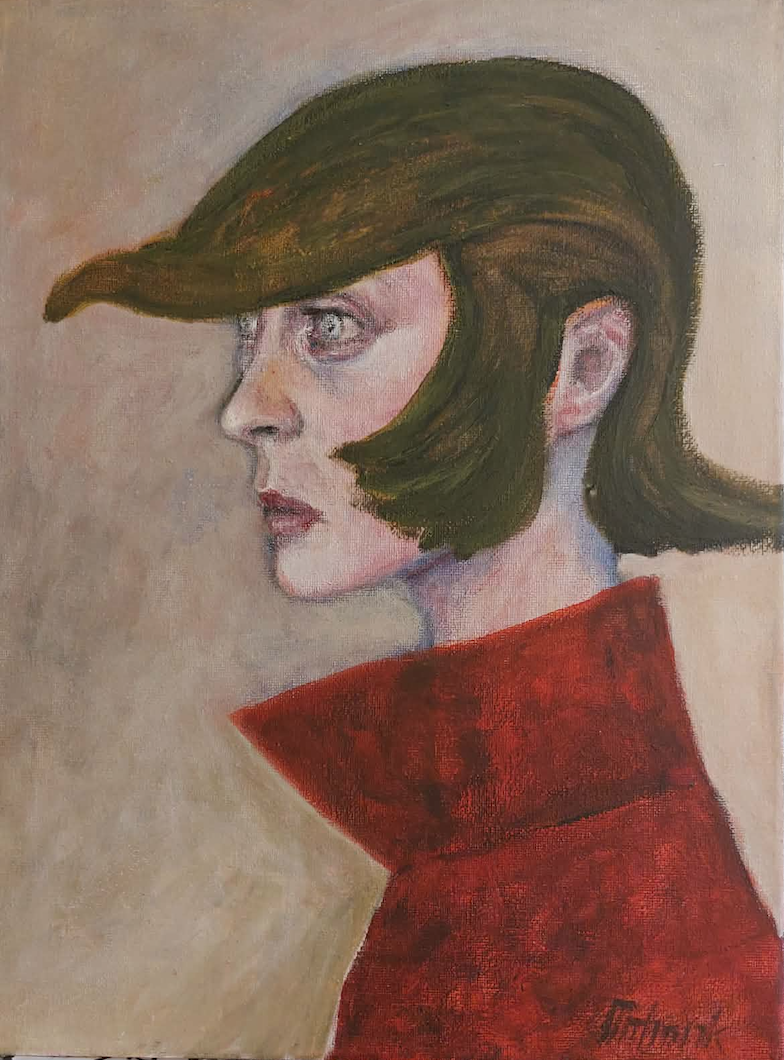 Profile in red, 2026, olil on canvas 30 × 40