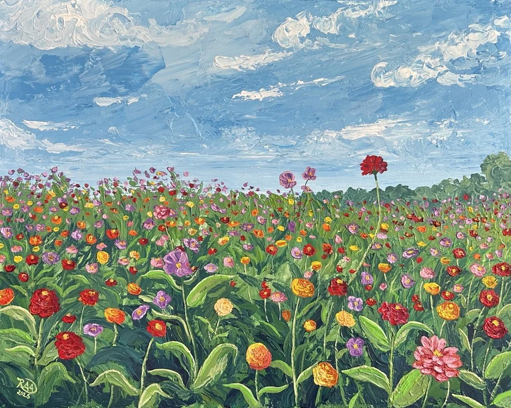  
  "Summer Color"  
  11"x14" | Acrylic on Stretched Canvas | 2026 
  Gibbs Gardens, GA 
  Currently NFS   